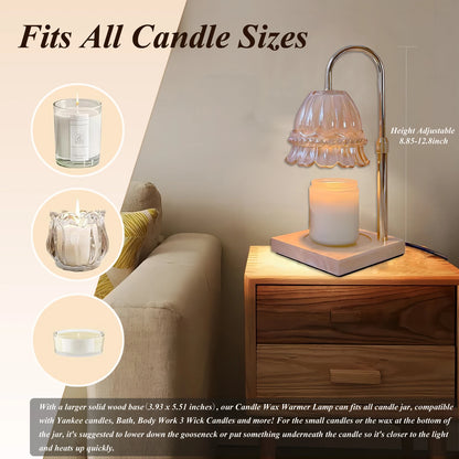 Flower Shade Candle Warmer - Timer & Adjustable Aroma Lamp