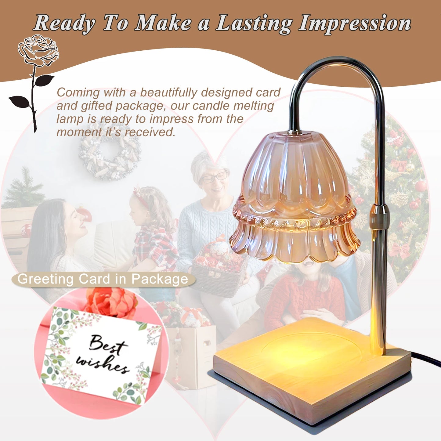 Flower Shade Candle Warmer - Timer & Adjustable Aroma Lamp